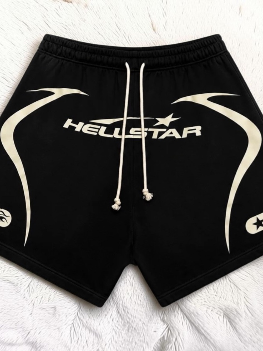 Hellstar Men’s Black Graphic Drawcord Hybrid Shorts